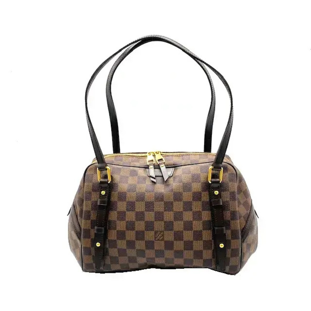 Louis Vuitton LV Rivington Damier Tote Shoulder Bag Canvas Leather Ebene Brown